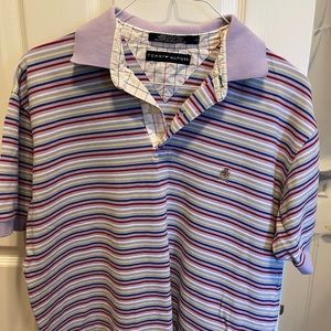 Tommy Hilfiger Purple and Red Polo Shirt Vibrant Stripes